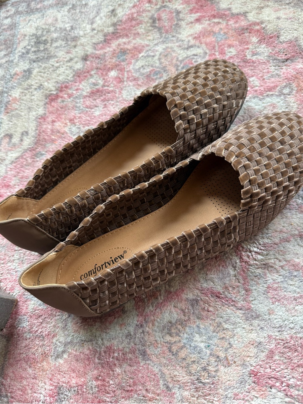 Comfortview fabric woven Brown Comfort Stretch-fit flat size 12W wide